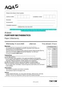 2023 AQA A-level FURTHER MATHEMATICS 7367/3M Paper 3 Mechanics Question Paper  & Mark scheme (Merged) June 2023 [VERIFIED]