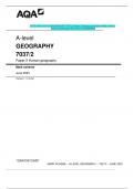 2023 AQA A-level GEOGRAPHY 7037/2 Paper 2 Human geography Mark scheme & Insert (Merged) June 2023 [VERIFIED]