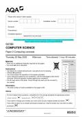 2023 AQA GCSE COMPUTER SCIENCE 8525/2 Paper 2 Computing concepts Question  Paper & Mark scheme (Merged) June 2023 [VERIFIED]