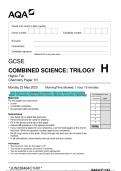 2023 AQA GCSE COMBINED SCIENCE: TRILOGY 8464/C/1H Chemistry  Paper 1H Question Paper & Mark scheme (Merged) June 2023 [VERIFIED]