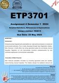 ETP3701 Assignment 4 (COMPLETE ANSWERS) Semester 1 2024 (590015) - DUE 22 May 2024