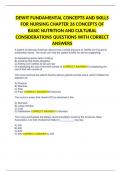 DEWIT FUNDAMENTAL CONCEPTS AND SKILLS FOR NURSING CHAPTER 26 CONCEPTS OF BASIC NUTRITION AND CULTURAL CONSIDERATIONS QUESTIONS WITH CORRECT ANSWERS|100% verified