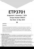 ETP3701 Assignment 4 (ANSWERS) Semester 1 2024 - DISTINCTION GUARANTEED