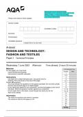 2023 AQA A-level DESIGN AND TECHNOLOGY: FASHION AND TEXTILES 7562/1 Paper 1 Technical Principles Question Paper & Mark scheme (Merged) June 2023 [VERIFIED]