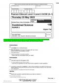 Pearson Edexcel Level 1/Level 2 GCSE (9–1) Combined Science PAPER 3 1SC0/1PH 2023 Question Paper and Mark Scheme Question Paper and Mark Scheme Merged