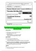 Pearson Edexcel Level 1/Level 2 GCSE (9–1) Combined Science 1SC0/1PF 2023 PAPER 3 Question Paper and Mark Scheme Question Paper and Mark Scheme Merged