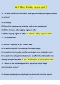 WA Real Estate exam part 2  Questions and Answers &lpar;2024 &sol; 2025&rpar; &lpar;Verified Answers&rpar;