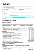 2023 AQA GCSE RELIGIOUS STUDIES A 8062/13 Paper 1: Christianity Question Paper & Mark scheme (Merged) June 2023 [VERIFIED]