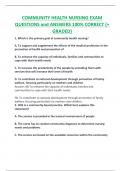 COMMUNITY HEALTH NURSING EXAM  QUESTIONS and ANSWERS 100% CORRECT (+  GRADED)