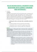 NCLEX NEUROLOGICAL DISORDER EXAM  QUESTIONS WITH CORRECT ANSWERS AND RATIONALES&period;