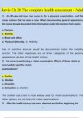 Jarvis Ch 28 The complete health assessment - Adult Questions and Answers &lpar;2024 &sol; 2025&rpar; &lpar;Verified Answers&rpar;