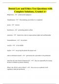 Dental Law and Ethics Test Questions with Complete Solutions, Graded A+