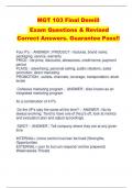 MGT 103 Final Demill Exam Questions & Revised  Correct Answers. Guarantee Pass!!