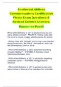 Southwest Airlines  Communications Certification  Finals Exam Questions &  Revised Correct Answers.  Guarantee Pass!!
