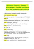 Michigan Mosquito Control 7F  Actual Exam Tested Questions  With Verified Correct Answers