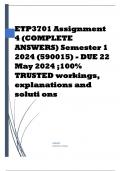 ETP3701 Assignment 4 (COMPLETE ANSWERS) Semester 1 2024 (590015) - DUE 22 May 2024 Course Entrepreneurship IIIA - ETP3701 (ETP3701) Institution University Of South Africa (Unisa) Book Entrepreneurship