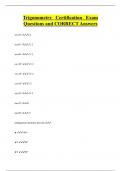 Trigonometry Certification Exam Questions and CORRECT Answers