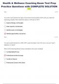 Health & Wellness Coaching Exam Test Prep Practice Questions And Answers