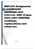 MIP1501 Assignment 2 (COMPLETE ANSWERS) 2024 (792113) - DUE 15 June 2024 ;100% TRUSTED workings, explanations and soluti ons. .