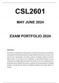 CSL2601 PORTFOLIO MEMO - MAY/JUNE 2024 - SEMESTER 1 - UNISA - DUE DATE :- 15 MAY 2024 (DETAILED ANSWERS WITH FOOTNOTES AND BIBLIOGRAPHY - DISTINCTION GUARANTEED!)