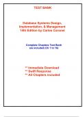 Test Bank for Database Systems Design, Implementation, & Management, 14th Edition Coronel (All Chapters included)