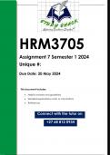 HRM3705 Assignment 7  (QUALITY ANSWERS) Semester 1 2024