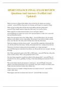 SPORT FINANCE FINAL EXAM REVIEW Questions And Answers &lpar;Verified And Updated&rpar;