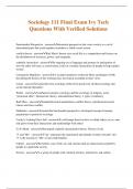Sociology 111 Final Exam Ivy Tech Questions With Verified Solutions