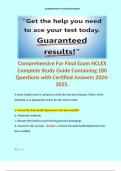 Comprehensive For Final Exam NCLEX Complete Study Guide Containing 180 Questions with Certified Answers 2024-2025.