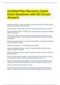 Certified Peer Recovery Coach Exam Questions with All Correct Answers (1)