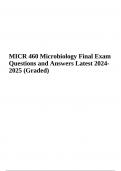 MICR 460 Microbiology Final Exam Questions and Answers Latest 2024- 2025 (Graded A+)