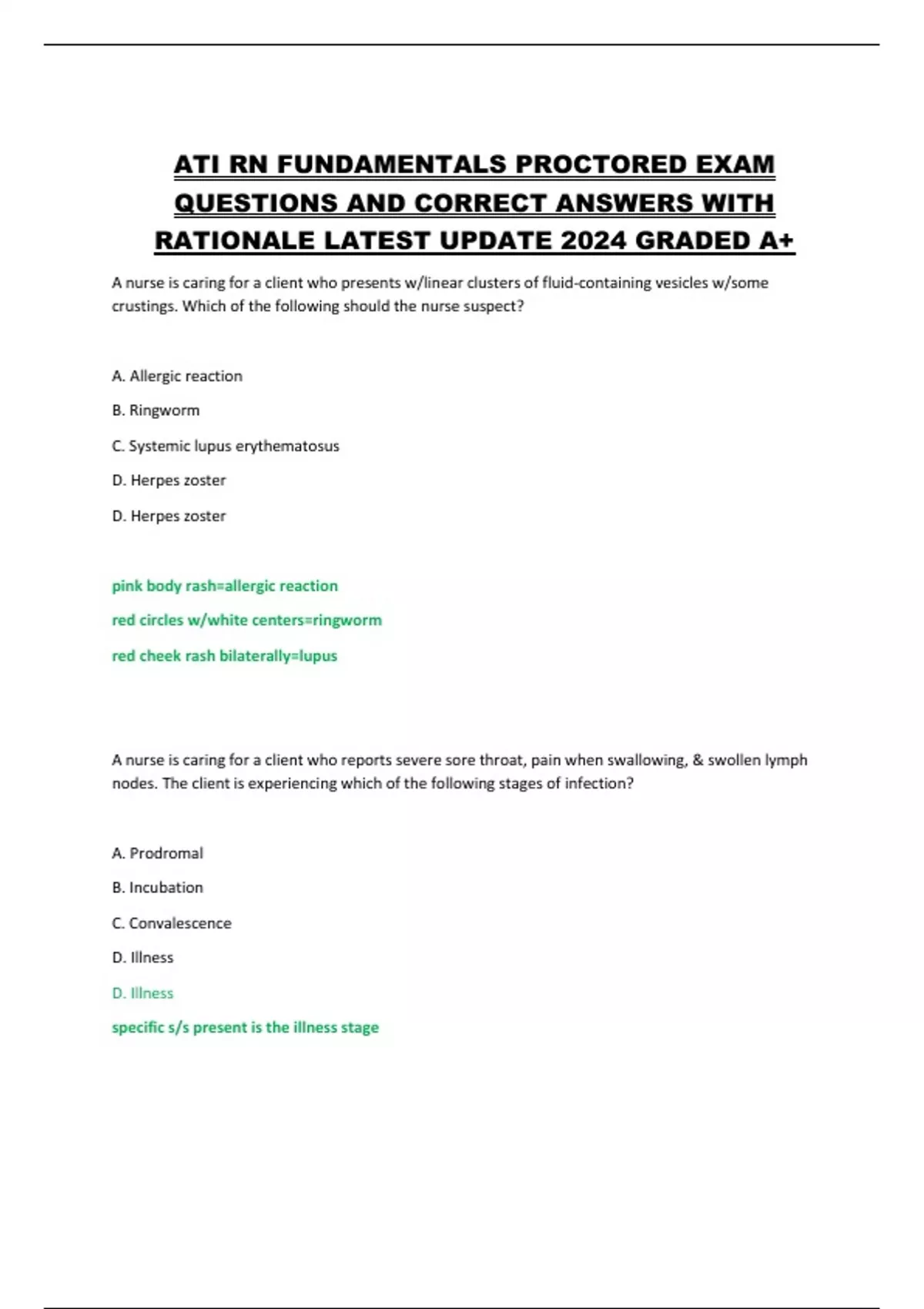 ATI RN FUNDAMENTALS PROCTORED EXAM QUESTIONS AND CORRECT ANSWERS WITH ...