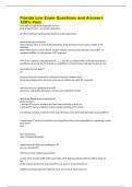 Florida Law Exam Questions and Answers 100&percnt; Pass
