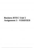 Business BTEC Unit 5 Assignment 3 - 100% VERIFIED.