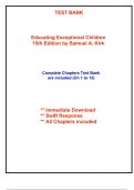 Test Bank for Educating Exceptional Children, 15th Edition Kirk (All Chapters included)