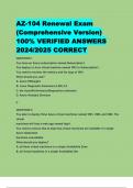 EST ANSWERS AZ-104 Renewal Exam  (Comprehensive Version)  100% VERIFIED ANSWERS  2024/2025 CORRECT