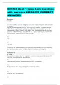 BEST ANSWERS NUR566 Week 1 Open Book Questions with answers 2024/2025 CORRECT  ANSWERS
