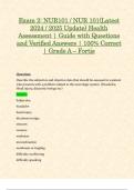 Exam 1 & Exam 2: NUR101 / NUR 101 (Latest 2024 / 2025 Update) Health Assessment | Guide with Questions and Verified Answers | 100% Correct | Grade A – Fortis