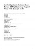 Certified Ophthalmic Technician Exam Review - COT Ophthalmology Chapter 4 Visual Fields Quizzes & Ans!!!!