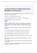 Louisiana Board of Optometry Exam Questions and Answers