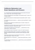 California Optometry Law Exam Questions and Answers