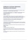 California Law Exam Optometry Questions and Answers