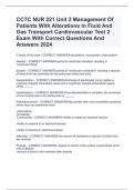 CCTC NUR 221 Unit 2 Management Of Patients With Alterations In Fluid And Gas Transport Cardiovascular Test 2 Exam With Correct Questions And Answers 2024