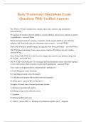 Basic Wastewater Operations Exam Questions With Verified Answers