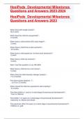 HesiPeds  Developmental Milestones Questions and Answers 2023-2024