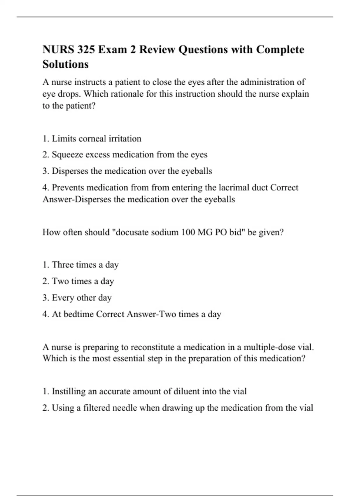 NURS 325 Chamberlain College Of Nursing - NURS 325 Exam 2 Review ...