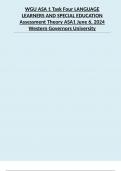 WGU ASA 1&vert;Task 4&vert; LANGUAGE LEARNERS AND SPECIAL EDUCATION &vert;Assessment Theory ASA1&vert; June 6 2024&vert; Western Governors University