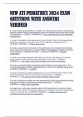 NEW ATI PEDIATRICS 2024 EXAM QUESTIONS WITH ANSWERS VERIFIED 