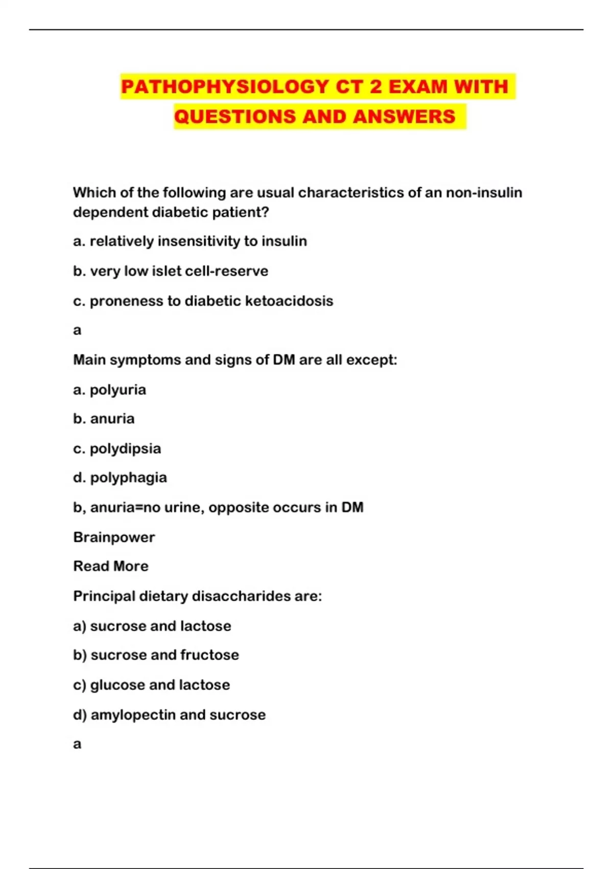 PATHOPHYSIOLOGY CT 2 EXAM WITH QUESTIONS AND ANSWERS - PATHOPHYSIOLOGY ...