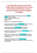PSYCHIATRIC MENTAL HEALTH NURSE PRACTITIONER FINAL EXAM PRACTICE QUESTIONS &lpar;ACTUAL EXAM&rpar; WITH DETAILED CORRECT ANSWERS